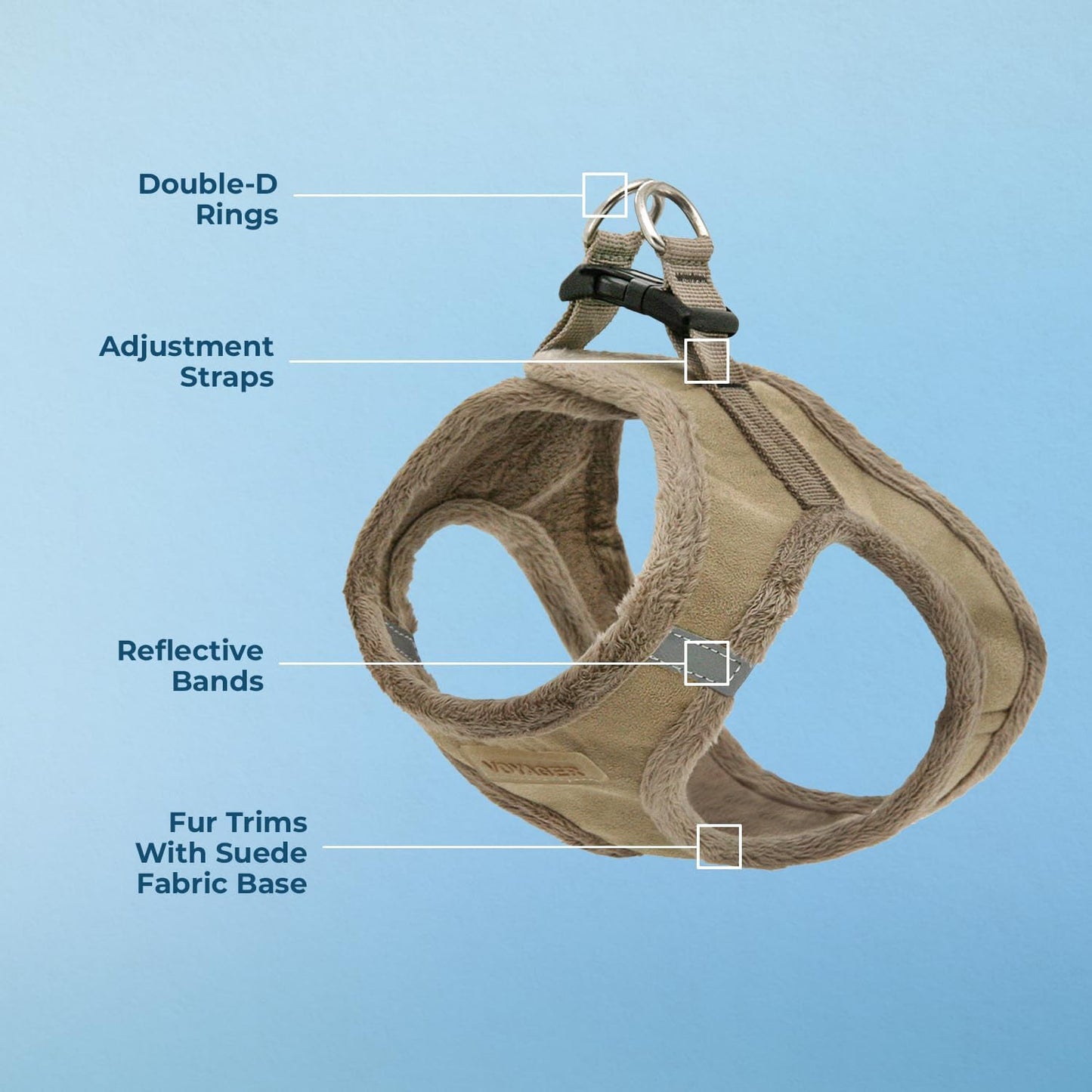 Voyager Step-In Plush Dog Harness – Soft Plush, Step In Vest Harness for Small and Medium Dogs by Best Pet Supplies - Harness (Latte Suede), M (Chest: 16 - 18")