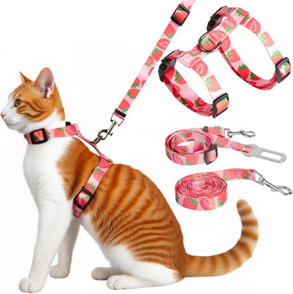 Cat Harness and Leash Set, Escape Proof Cat Harness, Comfortable Soft Lightweight Cat Leash, Use Safe and Easy, Outdoor Walking Travel Kitten Harness for Small Medium Large Cats