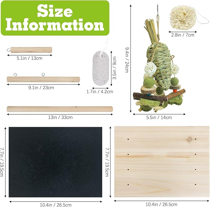 kathson Rabbit Toys for Bunnies Boredom, Rabbit Chew Toys for Teeth Grinding Wooden Bunny Scratching Board Small Animals Play Toy for Guinea Pigs Hamsters Chinchilla Other Rodent Pets