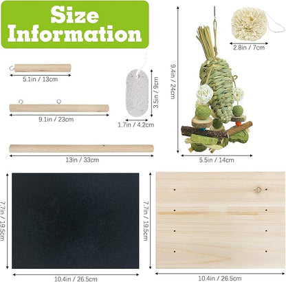 kathson Rabbit Toys for Bunnies Boredom, Rabbit Chew Toys for Teeth Grinding Wooden Bunny Scratching Board Small Animals Play Toy for Guinea Pigs Hamsters Chinchilla Other Rodent Pets