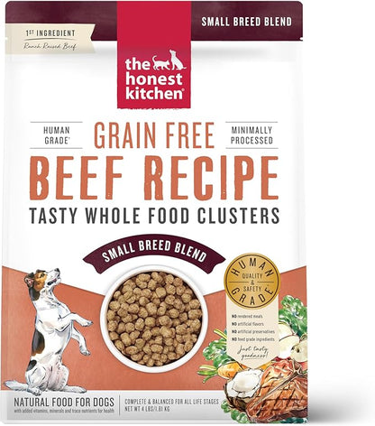 The Honest Kitchen Whole Food Clusters Small Breed Grain Free Beef Dry Dog Food, 4 lb Bag