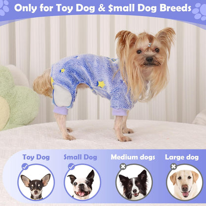 Dog Sweaters Small Girl Warm Fleece Pajamas, Cute Extra Small Dog Clothes, 4 Legs Puppy Jumpsuit Pjs Soft Stretchy Doggie Onesies Pet Outfit Apparel for Chihuahua Yorkie, Navy Blue, XXXS