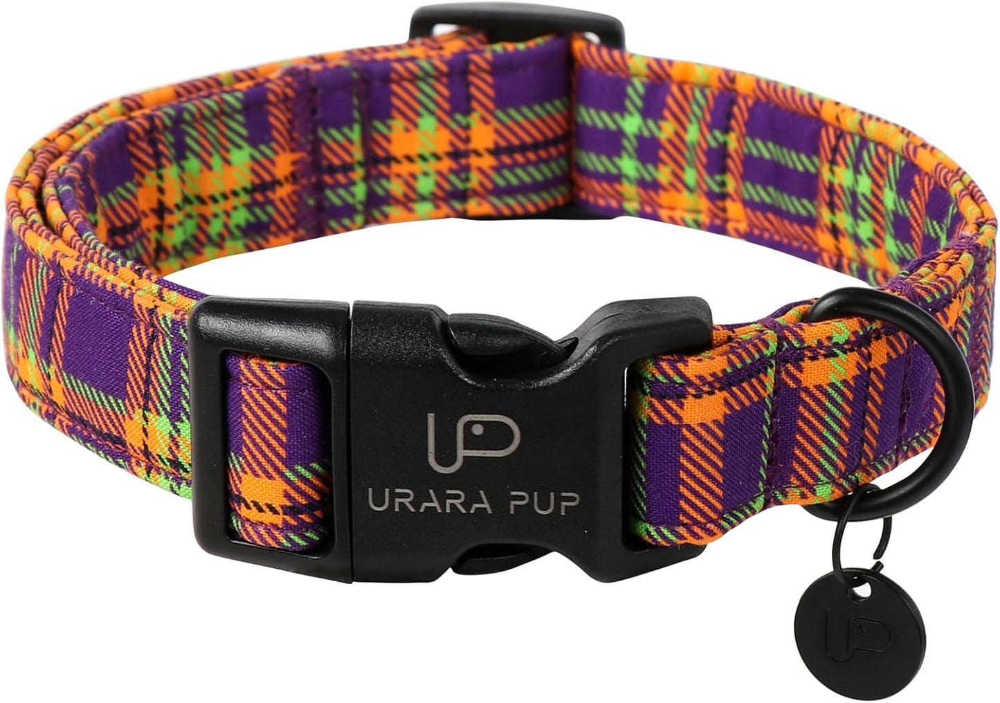 Halloween Dog Collar, Colorful Plaid Dog Collar for Small Dogs, Fall & Winter Puppy Collars with Lightweight Plastic Buckle, Cute Plaid Pet Collars for Girl Boy Dogs,XS
