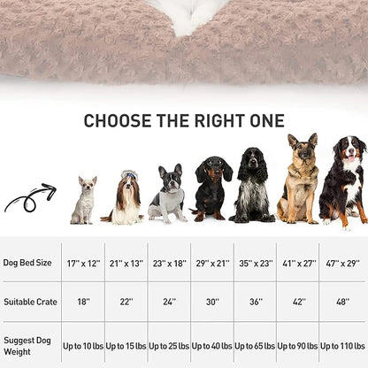 KSIIA Washable Dog Bed Deluxe Plush Dog Crate Beds Comfy Kennel Pad Anti-Slip Pet Sleeping Mat for Large, Jumbo, Medium, Small Dogs Breeds, 35" x 23", Brown