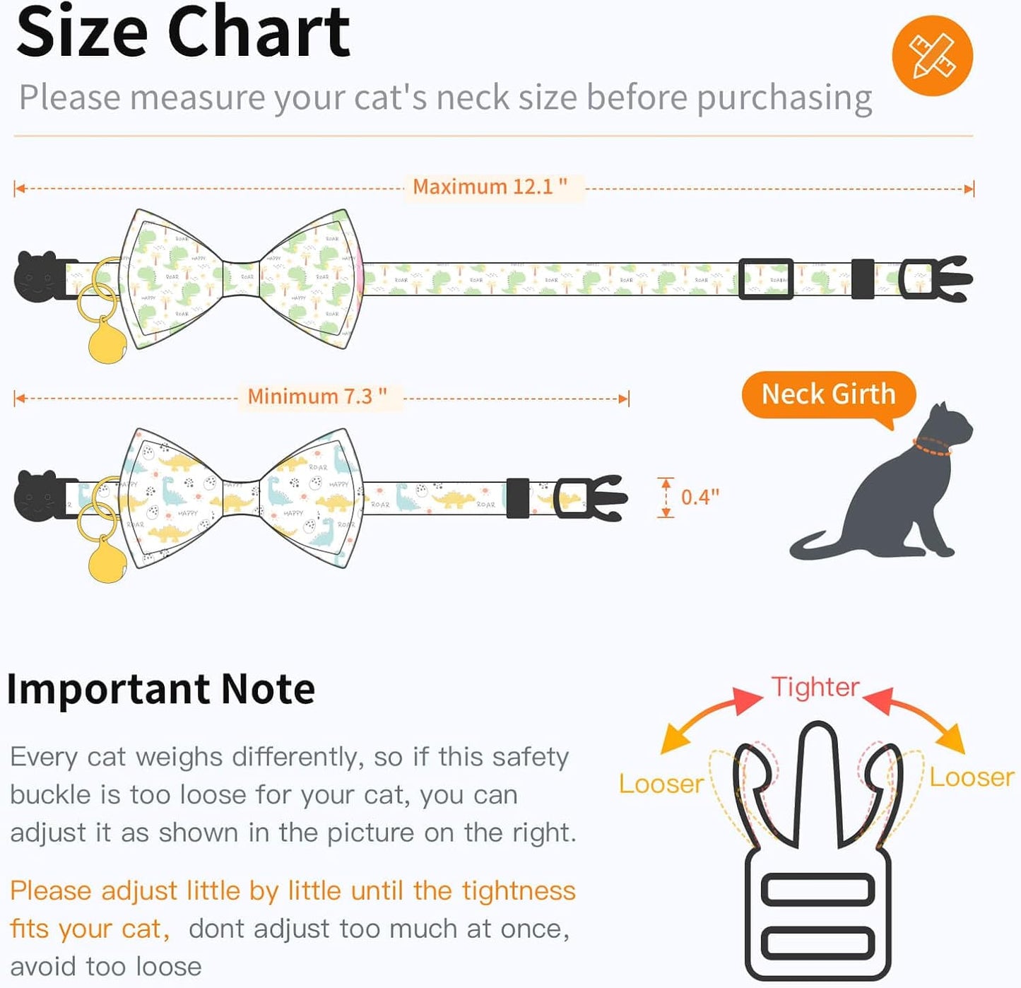 2 Pack Cotton Cat Collar with Bow Tie and Bell for Girl Boy Cats,Cute Pink Flamingo and Blue Whale Pattern Spring Summer Breakaway Cat Collar for Male Female Cats (Dinosaur)