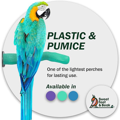 Sweet Feet and Beak Safety Pumice Perch - Trims Nails and Beak - Promotes Healthy Feet - Safe Non-Toxic Bird Supplies for Bird Cages - X-Large 14"