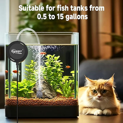hygger MINI 1.5W Fish Bowl Aqaurium Silent Air Pump with Accessories, Oxygen Aerator Kit for Fish Tank 0.5-12 Gallon Fish Tank