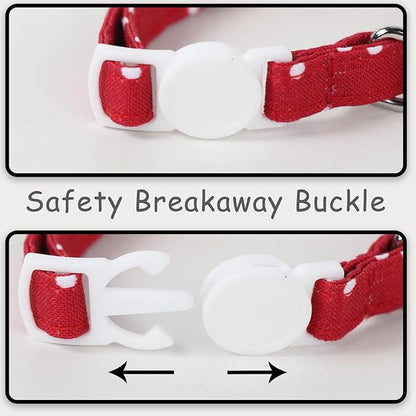 Unique style paws 2 Pack Kitten Collar Breakaway with Bell & Pendant, Adjustable Safety Cat Cotton Collars for Girl Boy Cats and Small Pets