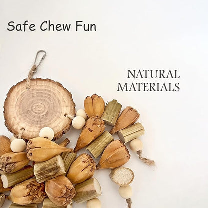 Natural Bird Toys - Chew Toys for Parakeet, Parrot, Cockatiel, Budgie, Conures - Bird Foraging Toys for Small and Medium Size Birds