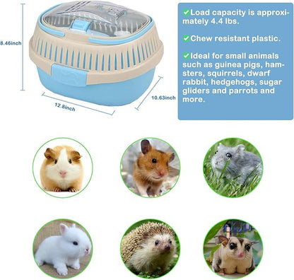 Hamster Carrier Guinea Pig Carrier 13 X 11 X 8 In Portable Hamster Travel Cage with Ventilation Holes Outdoor Small Animal Carrier for Rat Gerbils Rabbit Hedgehog Squirrel Mouse Sugar Glider