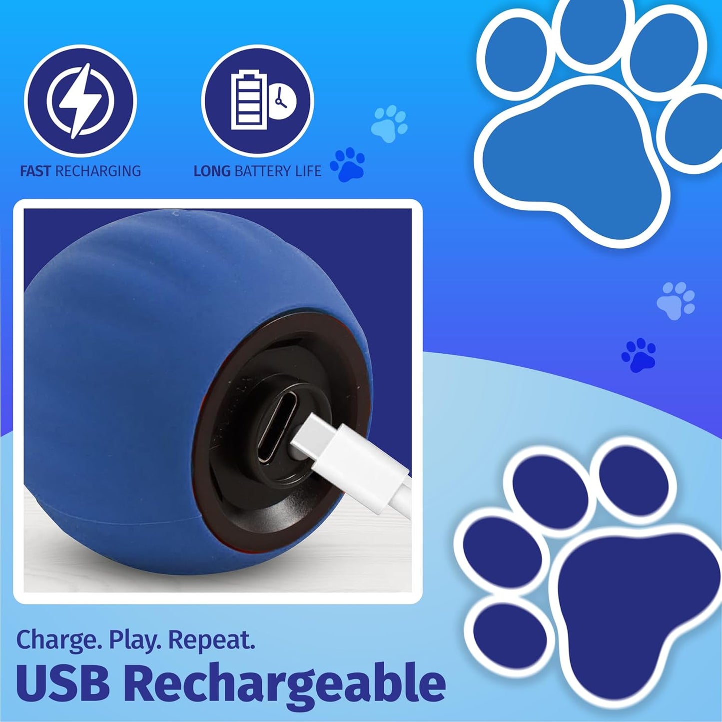 Speedy Tail 2.0 Cat Toy, Interactive Cat Toys for Indoor, Automatic Moving Kitten Rolling Ball with Tail, Rechargeable & Two Speed Adjustment, Smart Interactive Dog Ball, Rollie Pet Chase, Blue