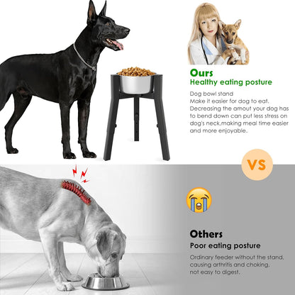 Dog Bowl Stand for Large Dogs, Adjustable Width & Height, Tall Elevated Dog Food Water, Bowl Not Included