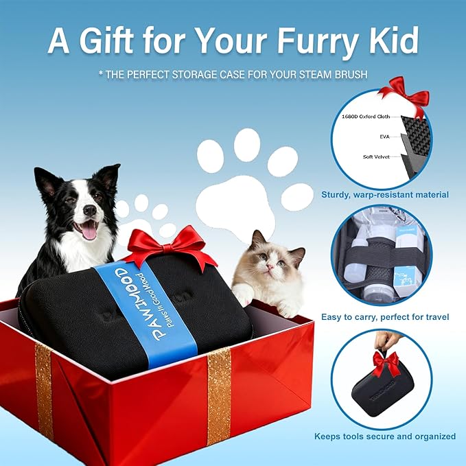 5-in-1 Pet Steam Brush for Dogs & Cats-Self-Cleaning Steam Dog Brush with 3 Swap-in Heads (Grooming, Dematting, Deshedding),Cat Spray Hair Removal Comb,Includes Pet Essence & Storage Case