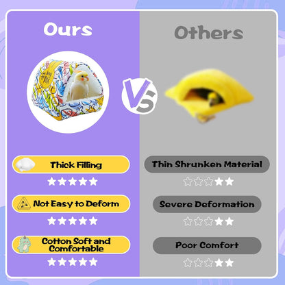 SUSOO Plush Warm Bird Nest House - Hanging Snuggle Bed Velvet Shed Hut Cage Fluffy Hideaway Winter Sleeping Hammock for Parrot Parakeet Conure Cockatiel Budgies Lovebird (Colorful, M)