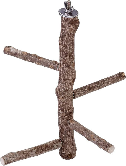 CozyCabin Bird Perch Stand Natural Wood Cage Perch Bird Cage Accessorie Toys Standing Rack for Cockatiels, Parakeets, Macaw, Small Birds Exercise Training