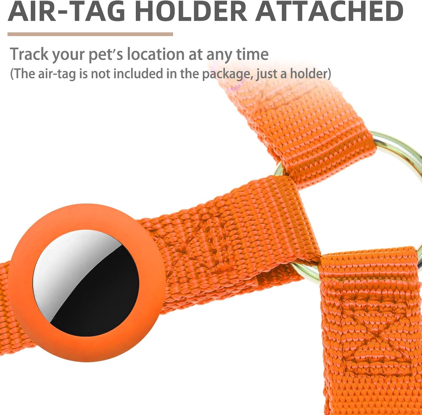 PUPTECK No Pull Dog Harness Soft Adjustable Basic Nylon Step in Puppy Vest Outdoor Walking with ID Tag and A-ir Tag Case, Orange, L