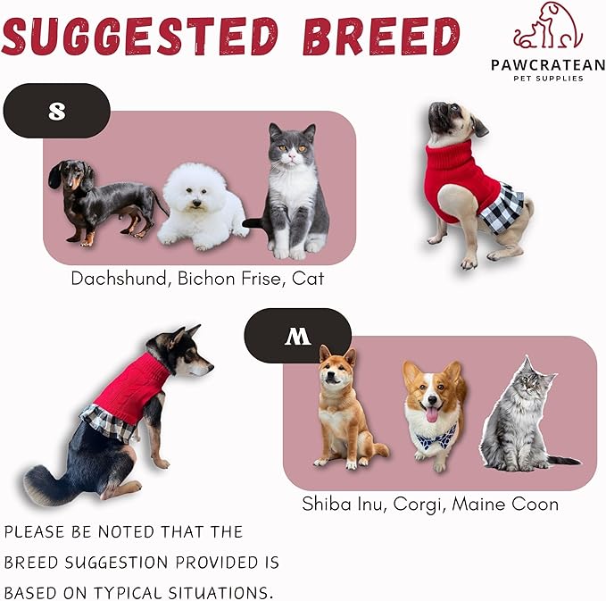 Cute Sweater for Dogs and Cats Soft Flannel Pet Outfit Warm and Cozy Animal Hoodie Small to Large Pet Clothes for Halloween Parties and Everyday Wear (Medium, Red Dress)