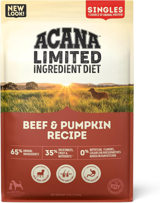 ACANA Singles Limited Ingredient Grain Free High Protein Dry Dog Food Beef & Pumpkin Recipe 13lb Bag