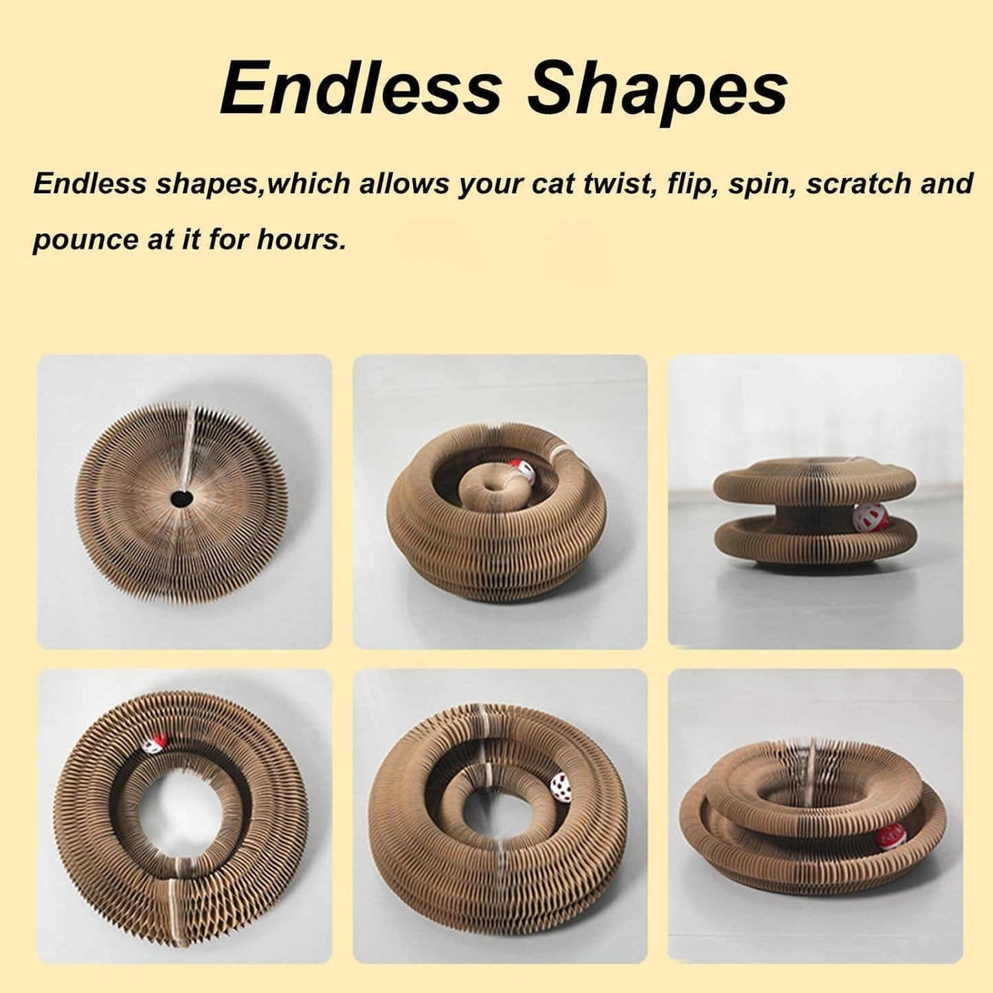 Kitty Kurlz Cat Toy,Magic Organ Cats Scratcher Board,Foldable Recyclable Accordion Toys with Ball for Cats Indoor(2pc)