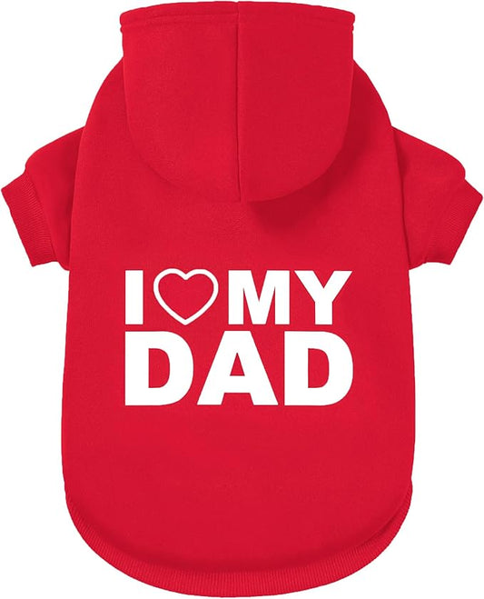 GreenJoy Dog Sweater Dog Hoodie Cold Weather Coat Hooded Sweatshirt for Puppies,Cats, Small Medium Large Dogs (Red(I Love My Dad), Small)