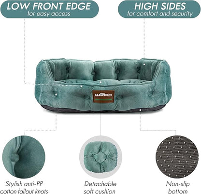 ClevaHome Cat Dog Bed for Small Pets up to 15lbs - Round Cat Beds for Indoor Cats, Machine Washable Comfortable Pet Bed for Puppy and Kitten with Non-Slip Bottom (Washed Green)