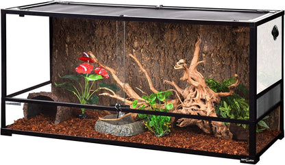 REPTI ZOO 85 Gallon Large Reptile Tank, Wide & Tall Tempered Glass Large Reptile Terrarium 47.2" x 17.7"x 23.6" for Tortoise Snake, Top Screen Ventilation & Anti Escape Lid