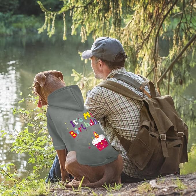 GreenJoy Dog Sweater Dog Hoodie Cold Weather Coat Hooded Sweatshirt for Puppies,Cats, Small Medium Large Dogs (Grey(It's My Birthday), XX-Large)