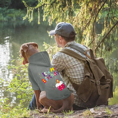 GreenJoy Dog Sweater Dog Hoodie Cold Weather Coat Hooded Sweatshirt for Puppies,Cats, Small Medium Large Dogs (Grey(It's My Birthday), XX-Large)