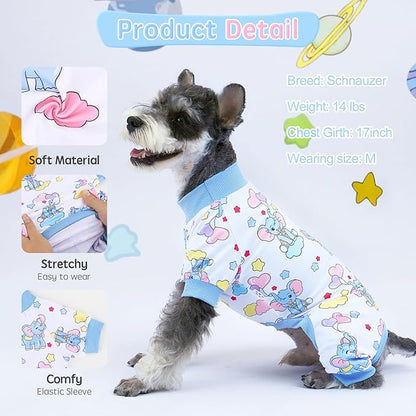 XPUDAC 4 Pieces Dog Pajamas Soft Strechy Puppy Onesies Pet Clothes for Small Medium Dogs Boy Girl Cat Pet Outfit, 150-2XL