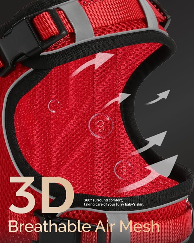 FAYOGOO Service Dog Vest for Large Dogs - Air Mesh Breathble Emotional Support Animal Vest with DIY Removable Patches - Dog Harness and Leash Set Adjustable Neck and Chest(Red,XL)