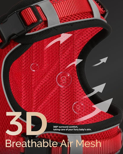 FAYOGOO Service Dog Vest for Large Dogs - Air Mesh Breathble Emotional Support Animal Vest with DIY Removable Patches - Dog Harness and Leash Set Adjustable Neck and Chest(Red,XL)
