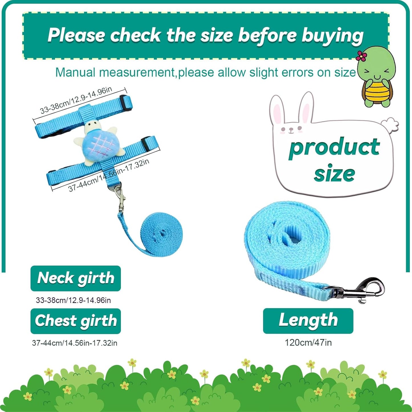 4 Pcs Adjustable Bunny Rabbit Harness and Leash Set, Small Pet Vest Harness Leash, with Decoration for Bunny Kitten Small Pets