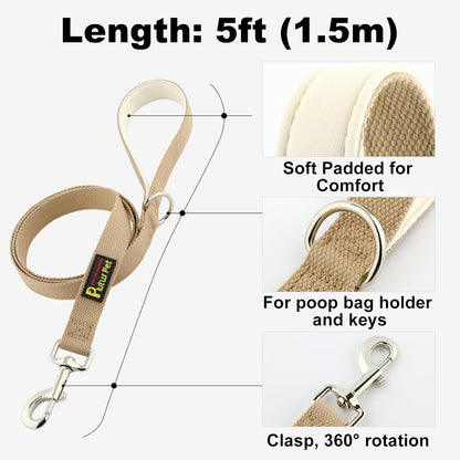 Plutus Pet Cotton Dog Harness and Leash Set, Reflective and Soft Padded, Quick Fit Vest Harness, for Small, Medium and Large Dogs, Beige, XS