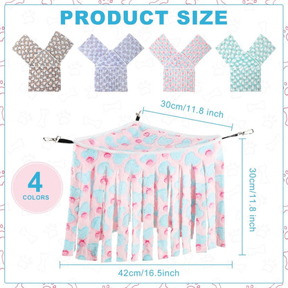 Huwena 4 Pcs Guinea Pig Hideout Heart Fleece Hideaway Toys Cage Accessories Small Animals Corner Triangular Hammock Hamster Ferret Playing Sleeping Bed for Hedgehog Bunny Chinchillas