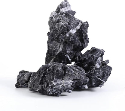 2-6 Inches Natural Seiryu Stone 4 PCS Aquarium Rocks for Aquascaping, Aquarium Landscaping, Terrariums, Fish Tank Decoration, Vivariums, Paludarium, Reptile and Amphibian Enclosures