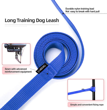 Dog/Puppy Obedience Recall Training Agility Lead - 15ft 20ft 30ft 40ft 50ft Training Leash - Great for Play, Camping, or Backyard - Blue 50ft (Blue, 50 Feet)