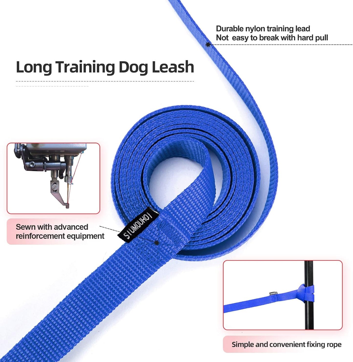 Dog/Puppy Obedience Recall Training Agility Lead - 15ft 20ft 30ft 40ft 50ft Training Leash - Great for Play, Camping, or Backyard - Blue 15ft (15Feet, Blue)