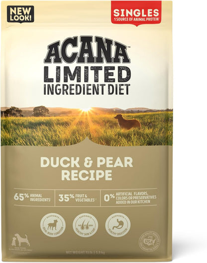 ACANA Singles Limited Ingredient Grain Free High Protein Dry Dog Food Duck & Pear Recipe 13lb Bag
