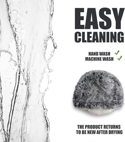 ShinHye Cozy Cat Bed - Round Plush Fluffy Hooded Cave, Indoor/Outdoor, Waterproof & Washable, Calming Anti-Anxiety Design - 23x23 Inch, Grey