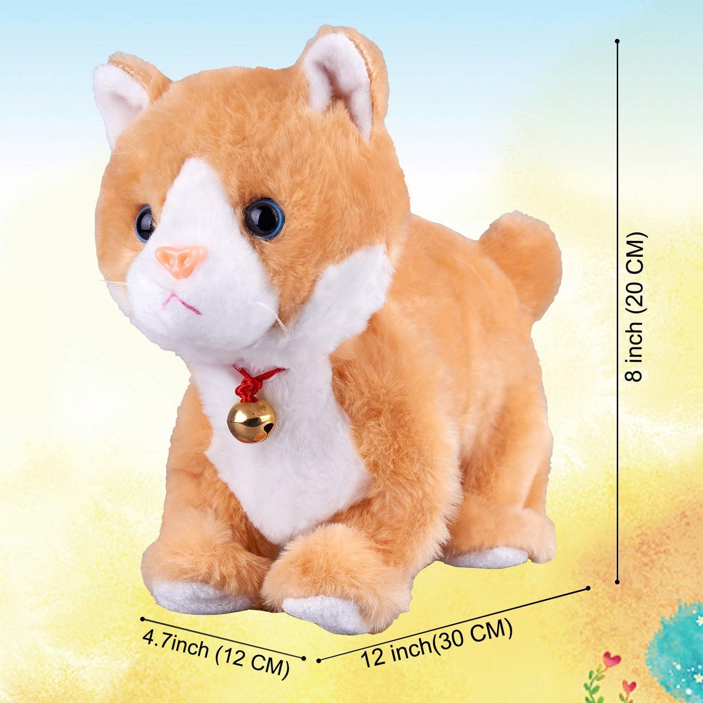 Yellow Robot Cat Plush Stuffed Animal Interactive Meow Kitten Touch Control Electronic Pet Robotic Kitty Toy, Animated Toy Cats for Girls Baby Kids