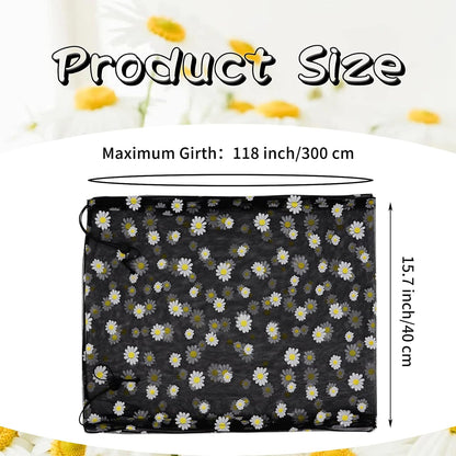 Daoeny Large Bird Cage Cover, Bird Cage Seed Catcher, Adjustable Soft Nylon Mesh Net with Daisy Pattern, Birdcage Cover Skirt Seed Guard for Parrot Parakeet Macaw Round Square Cages (Black)