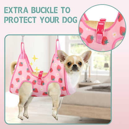 Supet Dog Grooming Hammock, Dog Hanging Harness for Nail Trimming Doorframe, Pet Holder Restraint for Clipping Nails, Pet Hoist Sling for Cutting Nails, Ear & Eye Cleaning, Medicine at Home (M)