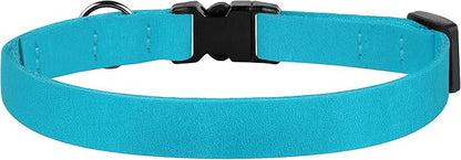 Breakaway Cat Collar Leather with Removable Bell - 13 Colors Available - Soft Adjustable Girl Boy Safety Lightweight Pet Kitten Collars Pink Brown Blue Green Red Orange Black (Aquamarine)