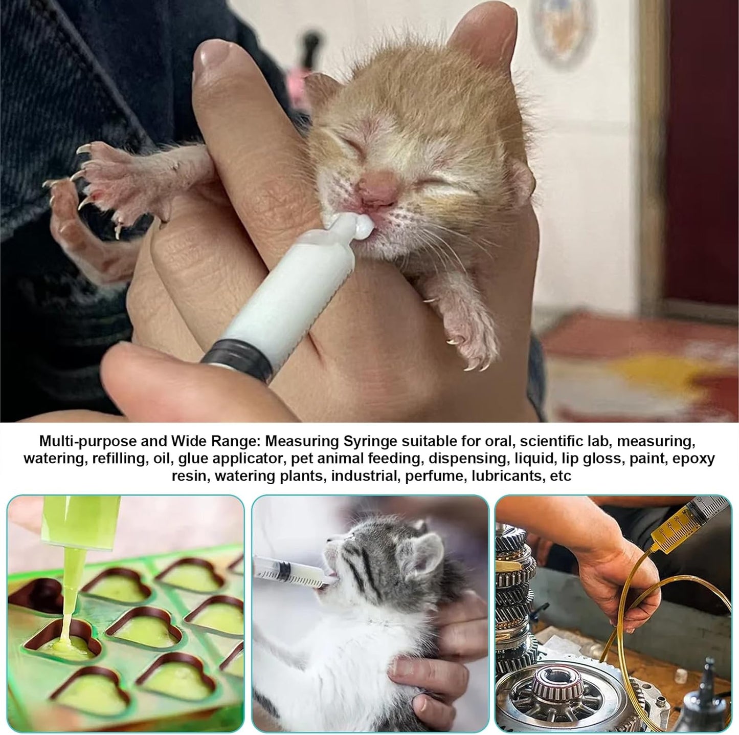 Baby Bird Feeding Syringe Set, Pet Parrot Milk Feeding Syringe with Tubes, Parrot Feeding Tubes Measuring Tools for Feeding Pets Scientific Industrial Labs… (20ml+60ml)