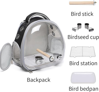 Portable Travel pet Backpack Carrier Hamster Bag Guinea Pig Bird Small Dog cat Turtle Carrier Rabbit Cage Squirrel Bearded Dragon Breathable Hangbag (Accessories+Black)