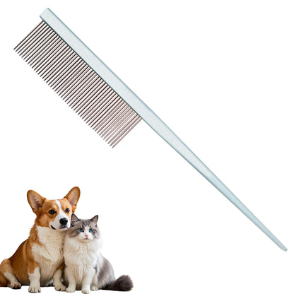 Grooming Pet Comb Rat Tail Dematting Cat and Dog Comb，Rounded Ends Design for Safe Tangle Removal, Hairstyling, Massage，Loose Hair Removal，Prevent Irritation，Fluffing Paws,Face,Tail,Remove Tear Stain