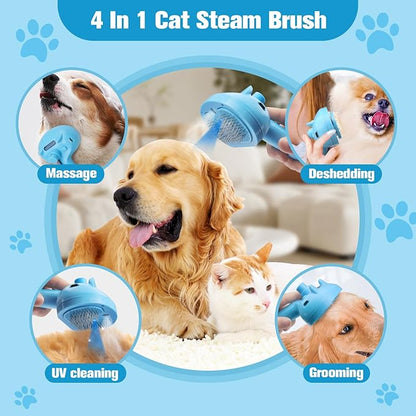 Pet Steam Brush for Dog,Gentle Cat & Dog Brush for Shedding Self-Cleaning Cat Brushes for Indoor Cats Spary Pet Hair Removal Tool for Massage,Grooming Dog Brush for Short&Long Haired Dogs Blue