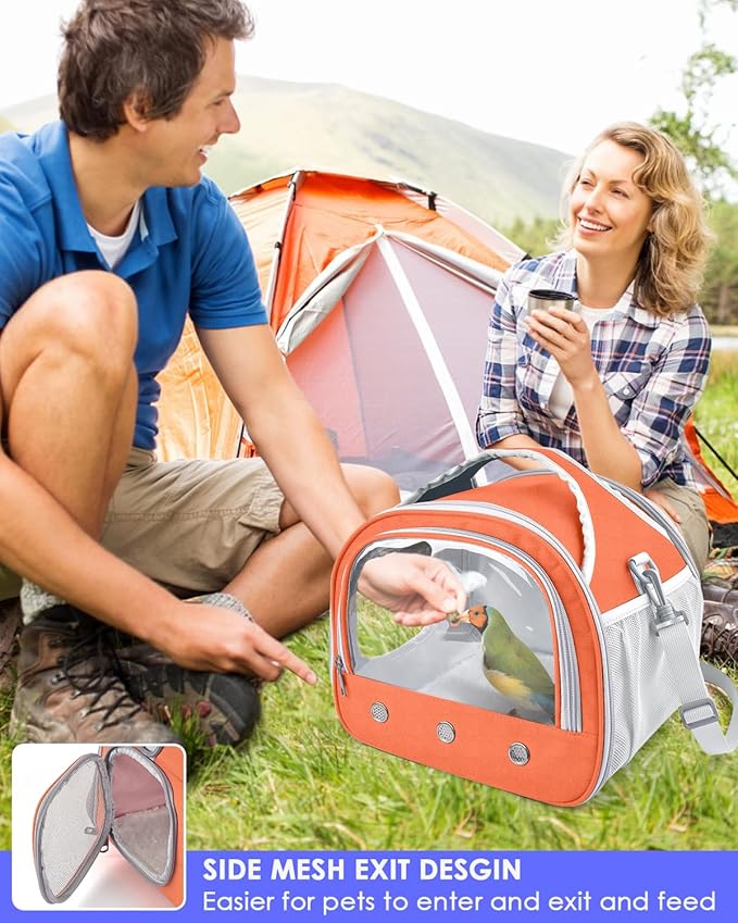 Bissap Bearded Dragon Travel Carrier, Portable Guinea Pig Carrier Bag Tortoise Carrier Pouch for Bunny Hamster Chinchilla Hedgehog Lizard Bird Outgoing Reptile Travel Carrying Case - Orange