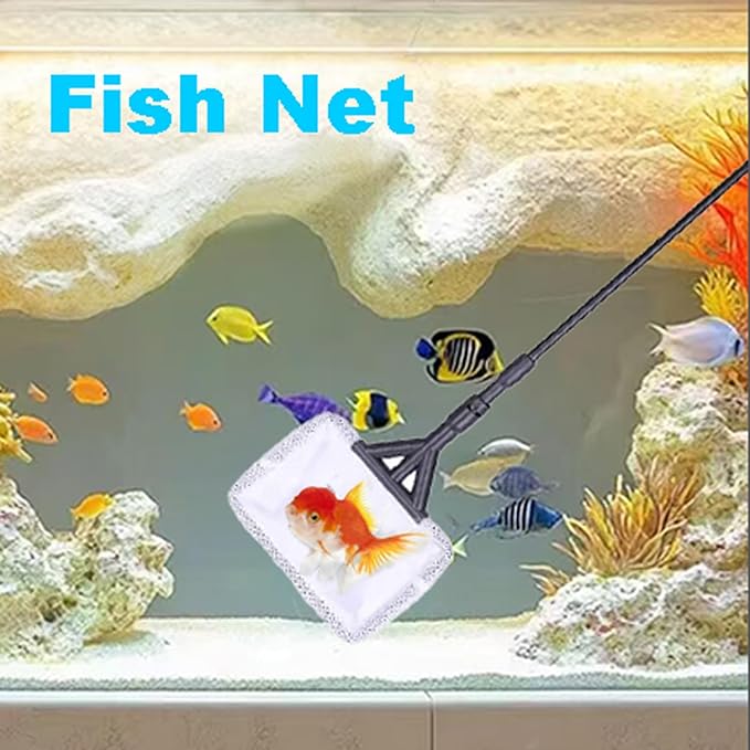 Carefree Fish 4IN1 Aquarium Cleaning Tools Long Handle Adjustable Length 18~24Inch Fish Tank Cleaner Kit Alage Scraper Scrubber Brushes Set