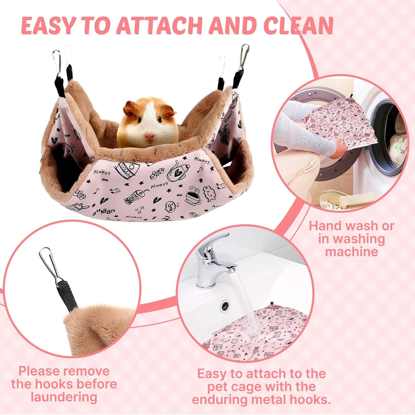 LYART 2 Pieces Guinea Pig Rat Ferret Hammocks and Warm Beds for Small Animals Pet, Squirrel Rat Ferret Cage Accessories and Toys for Sugar Glider Guinea Pig Hamster (2.Teapot+Heart)